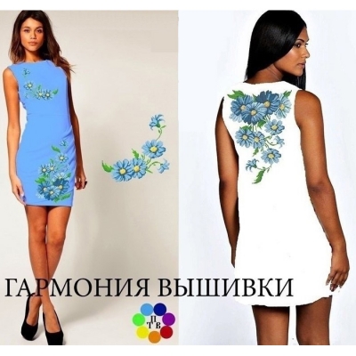 Платье жіночe "Квіти з клумби" (синие)