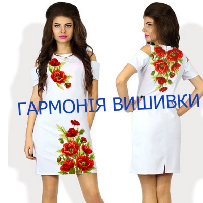 Платье жіночe "Маки 9" рукав короткий, з спинкой