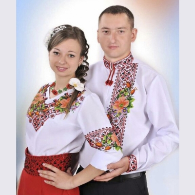 Сорочка чоловіча "ЧС 022 с шиповником" черно-красная