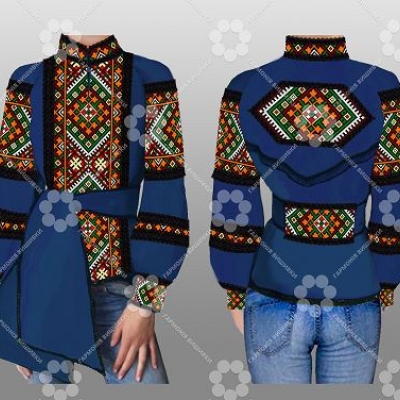 Сорочка жіноча "Борщівські мотиви 53 синя"