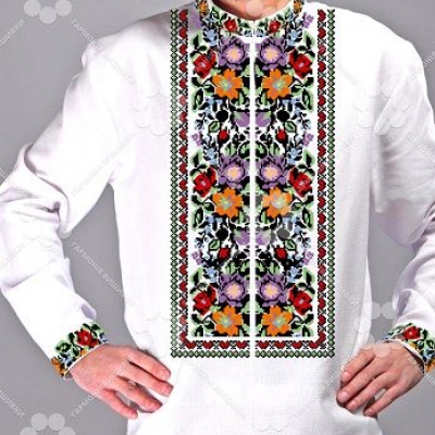 Сорочка чоловіча "Борщівські мотиви 25,3" зі спинкою